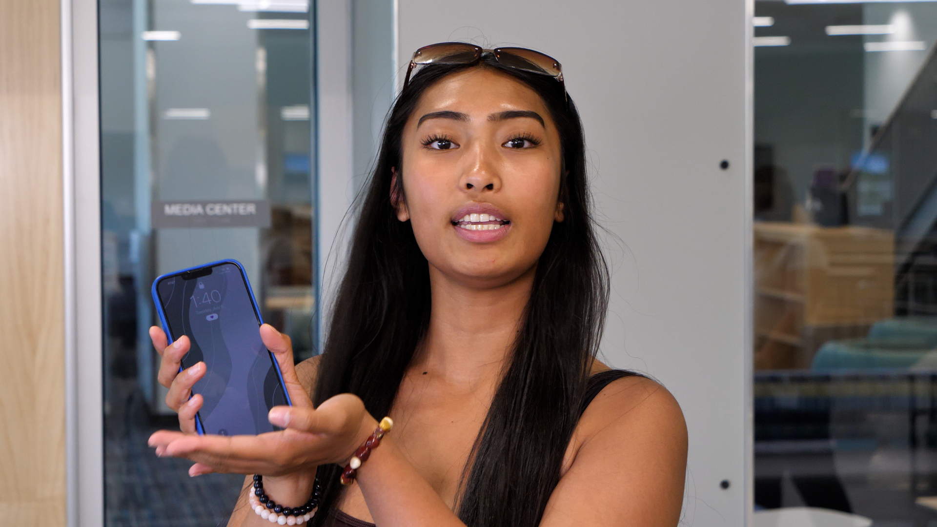 Student with cell phone